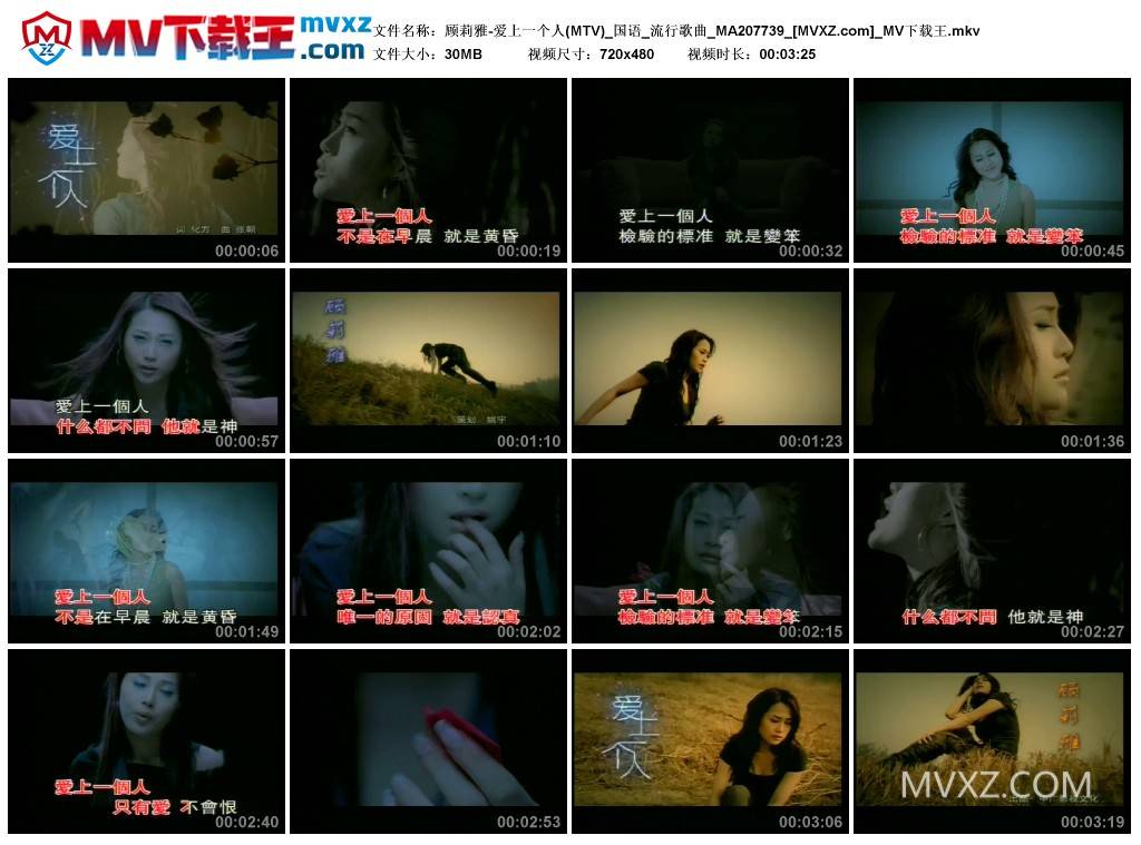 顾莉雅-爱上一个人(MTV)_国语_流行歌曲_MA207739